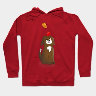 Dog with Falling Leaves Hoodie